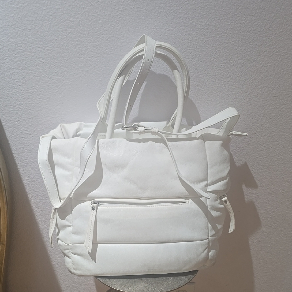 White Quilted Tote Bag with Double Handles